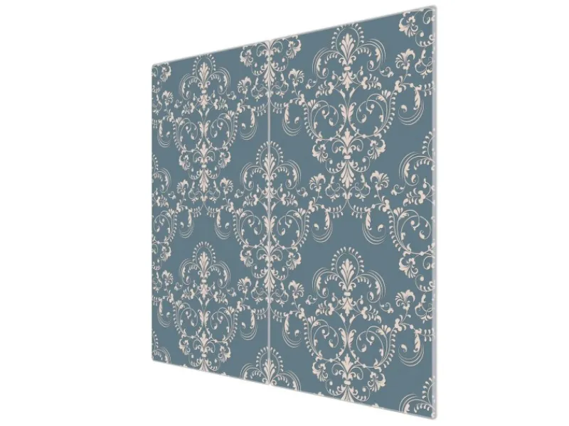 Banjado Schneidebretter|Herdabdeckungen<Herdabdeckplatte Glas 2 Teilig Je 30x52CM Schneidebrett Herdabdeckung Mit Motiv Royal Creme Blau