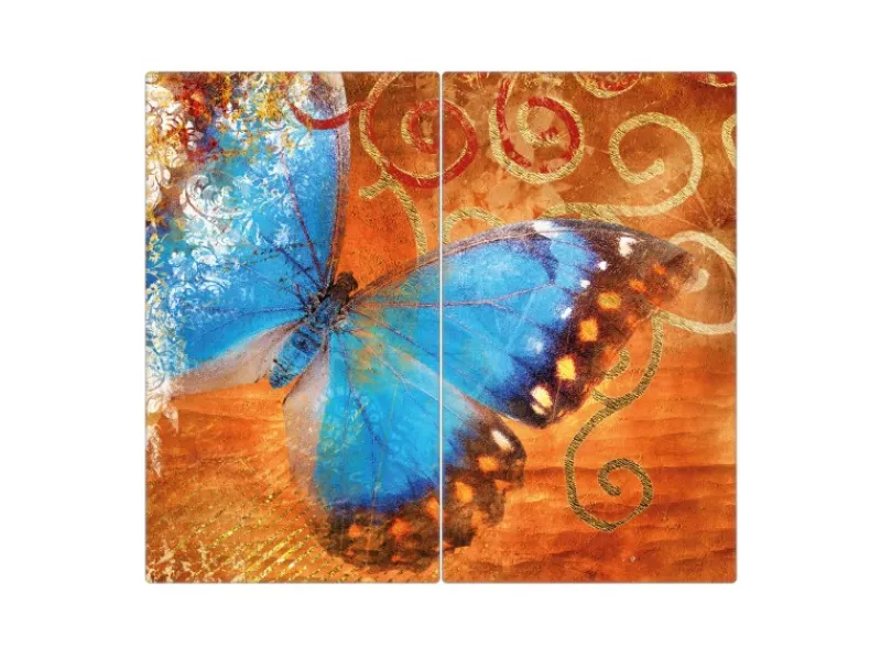 Banjado Herdabdeckplatte Glas 2 Teilig Je 30x52CM Schneidebrett Herdabdeckung Mit Motiv Schmetterling< Herdabdeckungen|Herde