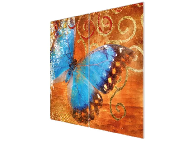 Banjado Herdabdeckplatte Glas 2 Teilig Je 30x52CM Schneidebrett Herdabdeckung Mit Motiv Schmetterling< Herdabdeckungen|Herde