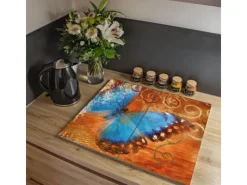 Banjado Herdabdeckplatte Glas 2 Teilig Je 30x52CM Schneidebrett Herdabdeckung Mit Motiv Schmetterling< Herdabdeckungen|Herde