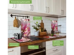 Banjado Herdabdeckplatte Glas 2 Teilig Je 30x52CM Schneidebrett Herdabdeckung Mit Motiv Magnolia< Schneidebretter|Herde