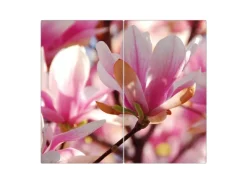 Banjado Herdabdeckplatte Glas 2 Teilig Je 30x52CM Schneidebrett Herdabdeckung Mit Motiv Magnolia< Schneidebretter|Herde