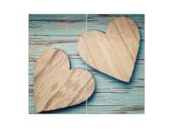 Banjado Herdabdeckplatte Glas 2 Teilig Je 30x52CM Schneidebrett Herdabdeckung Mit Motiv Holz Herzen< Herde|Schneidebretter