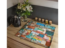 Banjado Herdabdeckplatte Glas 2 Teilig Je 30x52CM Schneidebrett Herdabdeckung Mit Motiv Bunte Holzschindeln< Herde|Kochfelder