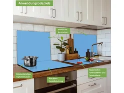Banjado Schneidebretter|Herdabdeckungen<Herdabdeckplatte Glas 1 Teilig 60x52CM Schneidebrett Herdabdeckung Mit Motiv Pastellblau