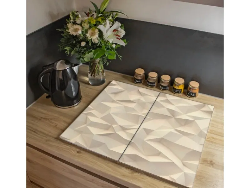 Banjado Herdabdeckplatte Glas 2 Teilig Je 30x52CM Schneidebrett Herdabdeckung Mit Motiv Steinwand 2< Schneidebretter|Herdabdeckungen