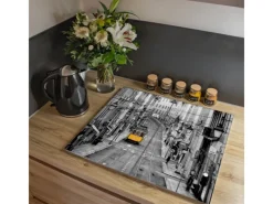 Banjado Herdabdeckplatte Glas 2 Teilig Je 30x52CM Schneidebrett Herdabdeckung Mit Motiv Lissabon< Schneidebretter|Herdabdeckungen