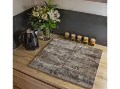 Best Banjado Herdabdeckplatte Glas 2 Teilig Je 30x52CM Schneidebrett Herdabdeckung Mit Motiv Alte Planken