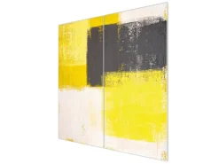 Clearance Banjado Herdabdeckplatte Glas 2 Teilig Je 30x52CM Schneidebrett Herdabdeckung Mit Motiv Abstrakt Gelb
