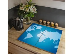 Banjado Herdabdeckplatte Glas 2 Teilig Je 30x52CM Schneidebrett Herdabdeckung Mit Motiv Weltkarte< Herdabdeckungen|Herde