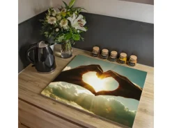 Banjado Herde|Kochfelder<Herdabdeckplatte Glas 1 Teilig 60x52CM Schneidebrett Herdabdeckung Mit Motiv Sonne Im Herzen