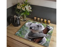 Banjado Herdabdeckplatte Glas 1 Teilig 60x52CM Schneidebrett Herdabdeckung Mit Motiv Koala< Schneidebretter|Herde