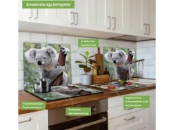 Banjado Herdabdeckplatte Glas 1 Teilig 60x52CM Schneidebrett Herdabdeckung Mit Motiv Koala< Schneidebretter|Herde