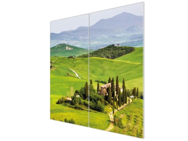 Banjado Herdabdeckplatte Glas 2 Teilig Je 30x52CM Schneidebrett Herdabdeckung Mit Motiv Toskana< Schneidebretter|Herdabdeckungen