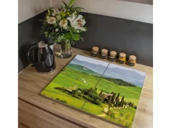 Banjado Herdabdeckplatte Glas 2 Teilig Je 30x52CM Schneidebrett Herdabdeckung Mit Motiv Toskana< Schneidebretter|Herdabdeckungen