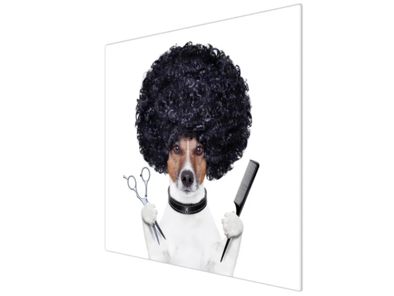 Banjado Herdabdeckplatte Glas 1 Teilig 60x52CM Schneidebrett Herdabdeckung Mit Motiv Friseur Jack Russel< Herde|Kochfelder