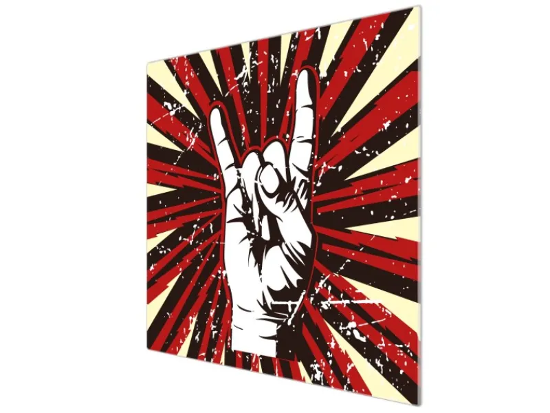 Clearance Banjado Herdabdeckplatte Glas 1 Teilig 60x52CM Schneidebrett Herdabdeckung Mit Motiv Rock On