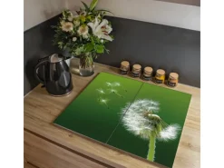Banjado Herdabdeckplatte Glas 2 Teilig Je 30x52CM Schneidebrett Herdabdeckung Mit Motiv Pusteblume< Schneidebretter|Herdabdeckungen
