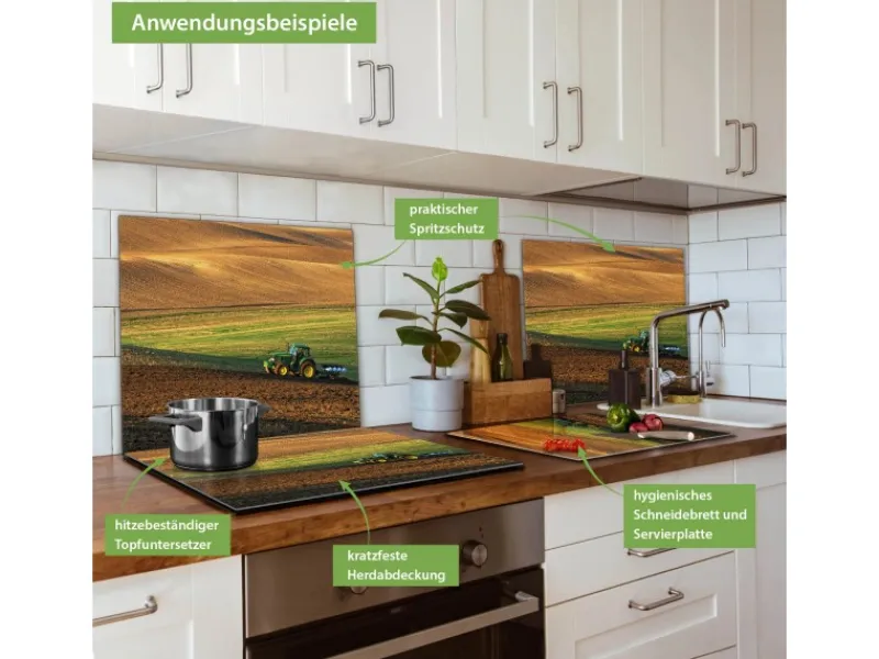 Banjado Herdabdeckplatte Glas 1 Teilig 60x52CM Schneidebrett Herdabdeckung Mit Motiv Pflügen< Herdabdeckungen|Kochfelder