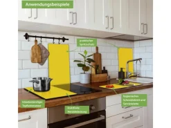 Banjado Herdabdeckplatte Glas 2 Teilig Je 30x52CM Schneidebrett Herdabdeckung Mit Motiv Sonnengelb< Herdabdeckungen|Herde