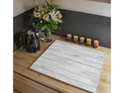 Discount Banjado Herdabdeckplatte Glas 1 Teilig 60x52CM Schneidebrett Herdabdeckung Mit Motiv Weiß Gebeizt