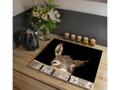 Banjado Herdabdeckplatte Glas 1 Teilig 60x52CM Schneidebrett Herdabdeckung Mit Motiv Esel< Schneidebretter|Herdabdeckungen