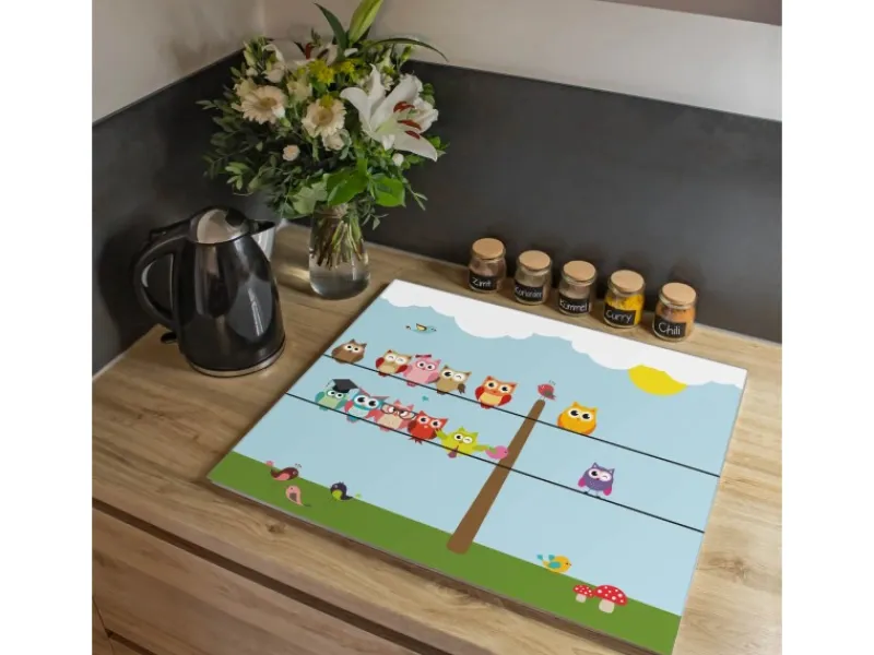 Banjado Herdabdeckplatte Glas 1 Teilig 60x52CM Schneidebrett Herdabdeckung Mit Motiv Da Wären Wir< Schneidebretter|Herdabdeckungen