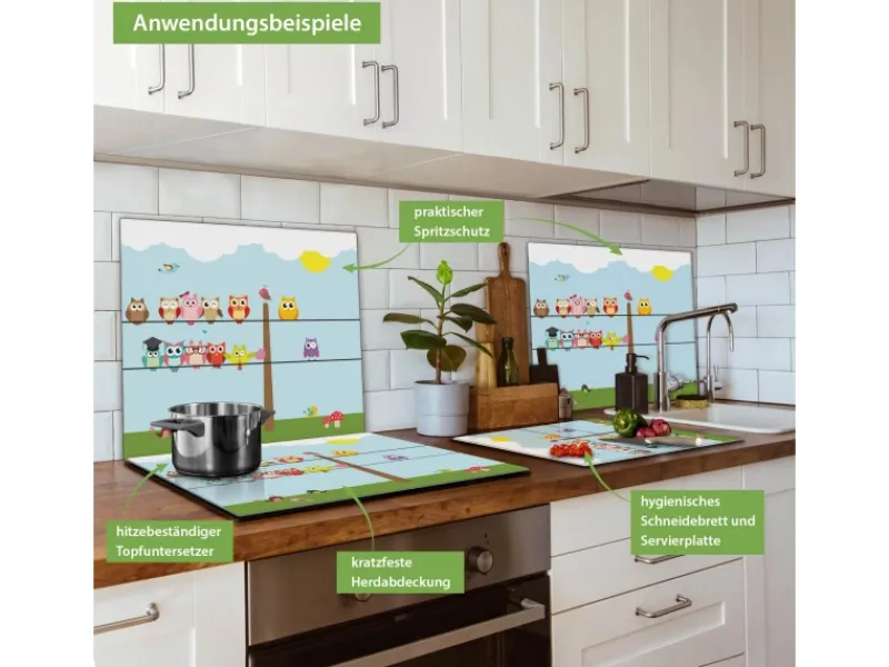 Banjado Herdabdeckplatte Glas 1 Teilig 60x52CM Schneidebrett Herdabdeckung Mit Motiv Da Wären Wir< Schneidebretter|Herdabdeckungen