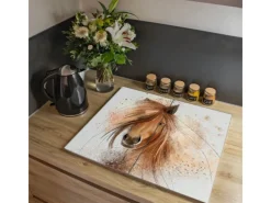 Banjado Herde|Kochfelder<Herdabdeckplatte Glas 2 Teilig Je 30x52CM Schneidebrett Herdabdeckung Mit Motiv Magic Horse