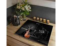 Banjado Schneidebretter|Herdabdeckungen<Herdabdeckplatte Glas 2 Teilig Je 30x52CM Schneidebrett Herdabdeckung Mit Motiv Jam Session