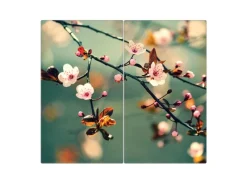Banjado Schneidebretter|Herdabdeckungen<Herdabdeckplatte Glas 2 Teilig Je 30x52CM Schneidebrett Herdabdeckung Mit Motiv Japankirsche