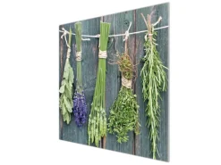 Banjado Schneidebretter|Herdabdeckungen<Herdabdeckplatte Glas 1 Teilig 60x52CM Schneidebrett Herdabdeckung Mit Motiv Acht Kräuter