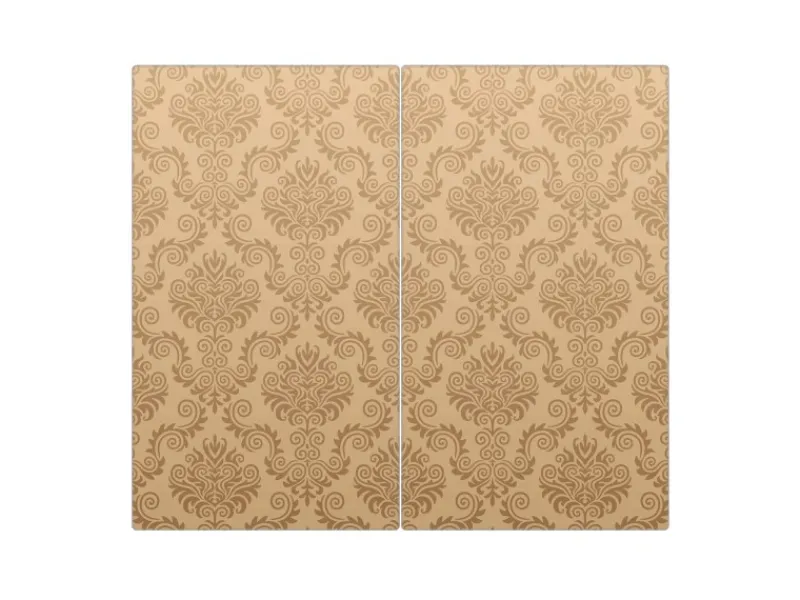 Banjado Herdabdeckplatte Glas 2 Teilig Je 30x52CM Schneidebrett Herdabdeckung Mit Motiv Tapete Beige< Schneidebretter|Herdabdeckungen