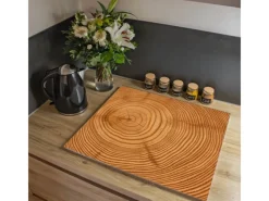Banjado Herdabdeckplatte Glas 1 Teilig 60x52CM Schneidebrett Herdabdeckung Mit Motiv Baumstamm< Kochfelder|Herdabdeckungen