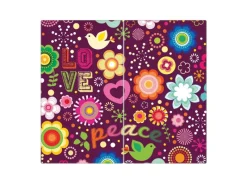 Banjado Herdabdeckplatte Glas 2 Teilig Je 30x52CM Schneidebrett Herdabdeckung Mit Motiv Love And Peace