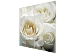 Best Banjado Herdabdeckplatte Glas 2 Teilig Je 30x52CM Schneidebrett Herdabdeckung Mit Motiv White Roses