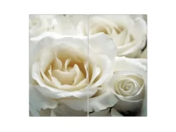 Best Banjado Herdabdeckplatte Glas 2 Teilig Je 30x52CM Schneidebrett Herdabdeckung Mit Motiv White Roses