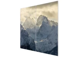 Banjado Schneidebretter|Herdabdeckungen<Herdabdeckplatte Glas 2 Teilig Je 30x52CM Schneidebrett Herdabdeckung Mit Motiv Alpen Im Sonnenschein