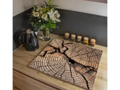 Banjado Kochfelder|Herdabdeckungen<Herdabdeckplatte Glas 2 Teilig Je 30x52CM Schneidebrett Herdabdeckung Mit Motiv Zeichen Der Zeit