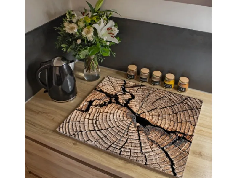 Banjado Kochfelder|Herdabdeckungen<Herdabdeckplatte Glas 2 Teilig Je 30x52CM Schneidebrett Herdabdeckung Mit Motiv Zeichen Der Zeit