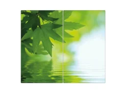 Banjado Herdabdeckplatte Glas 2 Teilig Je 30x52CM Schneidebrett Herdabdeckung Mit Motiv Blättertraum< Herde|Kochfelder
