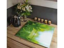 Banjado Herdabdeckplatte Glas 2 Teilig Je 30x52CM Schneidebrett Herdabdeckung Mit Motiv Blättertraum< Herde|Kochfelder