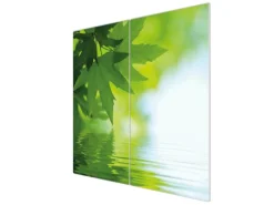 Banjado Herdabdeckplatte Glas 2 Teilig Je 30x52CM Schneidebrett Herdabdeckung Mit Motiv Blättertraum< Herde|Kochfelder