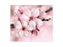 Banjado Herdabdeckungen|Schneidebretter<Herdabdeckplatte Glas 2 Teilig Je 30x52CM Schneidebrett Herdabdeckung Mit Motiv Japanische Kirsche