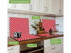 Discount Banjado Herdabdeckplatte Glas 1 Teilig 60x52CM Schneidebrett Herdabdeckung Mit Motiv Punkte Rot