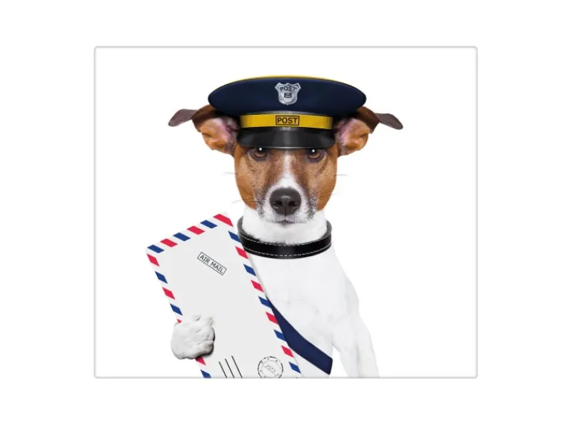 Banjado Schneidebretter|Herdabdeckungen<Herdabdeckplatte Glas 1 Teilig 60x52CM Schneidebrett Herdabdeckung Mit Motiv Postbote Jack Russel