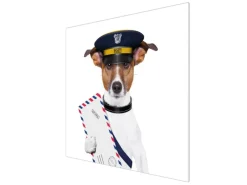 Banjado Schneidebretter|Herdabdeckungen<Herdabdeckplatte Glas 1 Teilig 60x52CM Schneidebrett Herdabdeckung Mit Motiv Postbote Jack Russel