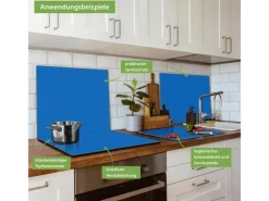 Banjado Herdabdeckungen|Herde<Herdabdeckplatte Glas 1 Teilig 60x52CM Schneidebrett Herdabdeckung Mit Motiv Signalblau