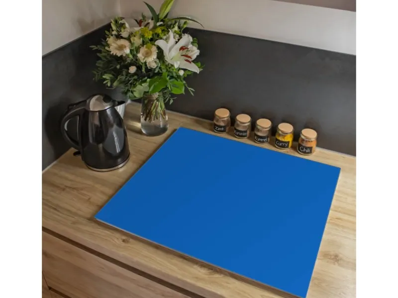 Banjado Herdabdeckungen|Herde<Herdabdeckplatte Glas 1 Teilig 60x52CM Schneidebrett Herdabdeckung Mit Motiv Signalblau