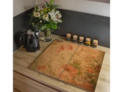 Banjado Herdabdeckplatte Glas 2 Teilig Je 30x52CM Schneidebrett Herdabdeckung Mit Motiv Blumen Antik< Herdabdeckungen|Herde
